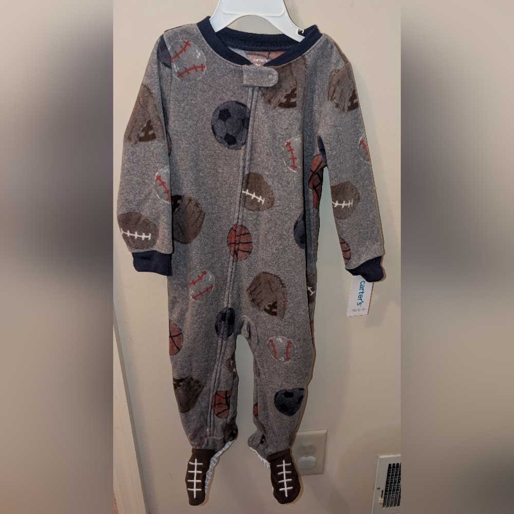 Carter's Gray Sports Print Kids Footie